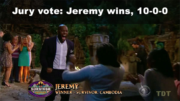 Jeremy wins, 10-0-0