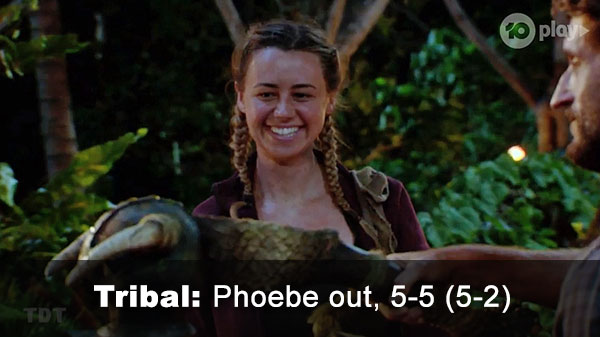 Phoebe out, 5-5 (5-2)