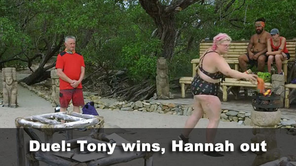 Tony wins, Hannah out