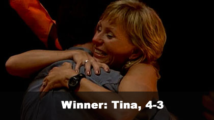 Tina beats Colby, 4-3, in jury vote