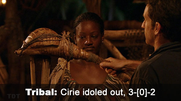 Cirie idoled out, 3=[0]-2