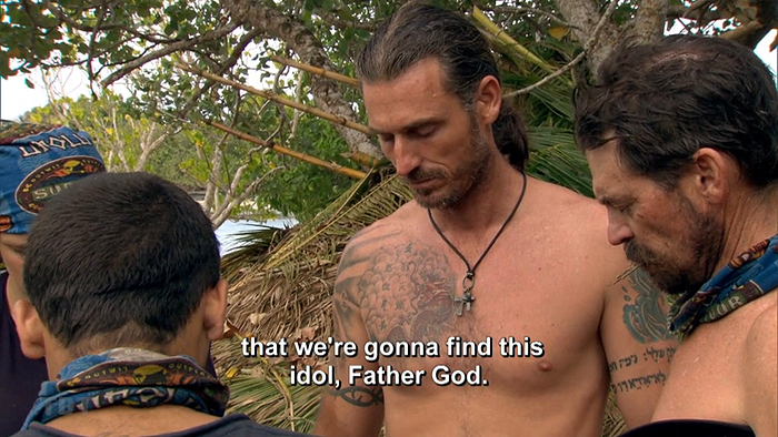Coach leads a prayer to find his already-found idol