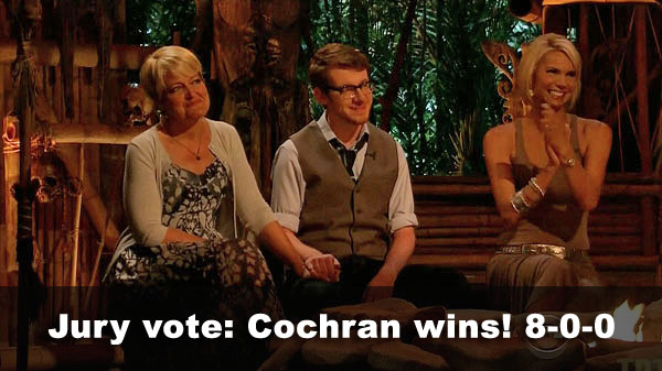Cochran sweeps jury vote, 8-0-0