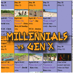Survivor: Millennials vs. Gen X calendar