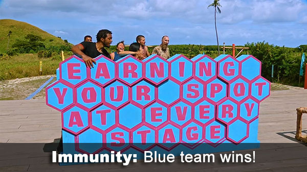 Blue team wins immunity