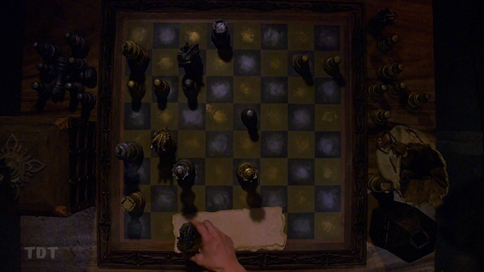 Does the chess board hold an idol?