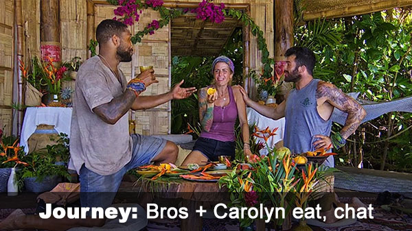 Brandon, Danny, Carolyn eat