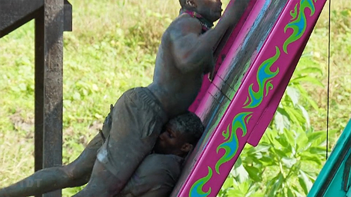 Kyle's crotch in Q's face