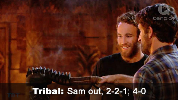 Sam out, 2-2-1; 4-0