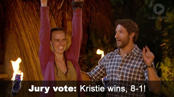 Kristie wins jury vote, 8-1