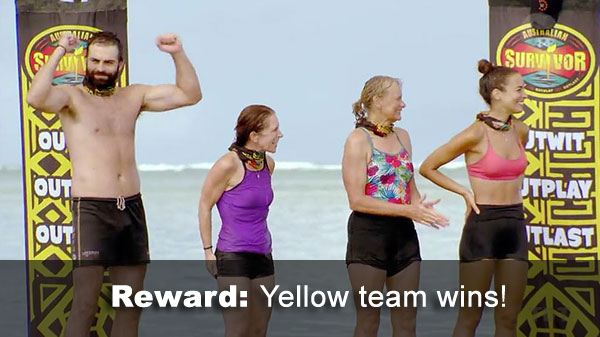 Yellow team wins reward